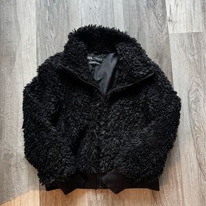 Zara Black Faux-Shearling Jacket